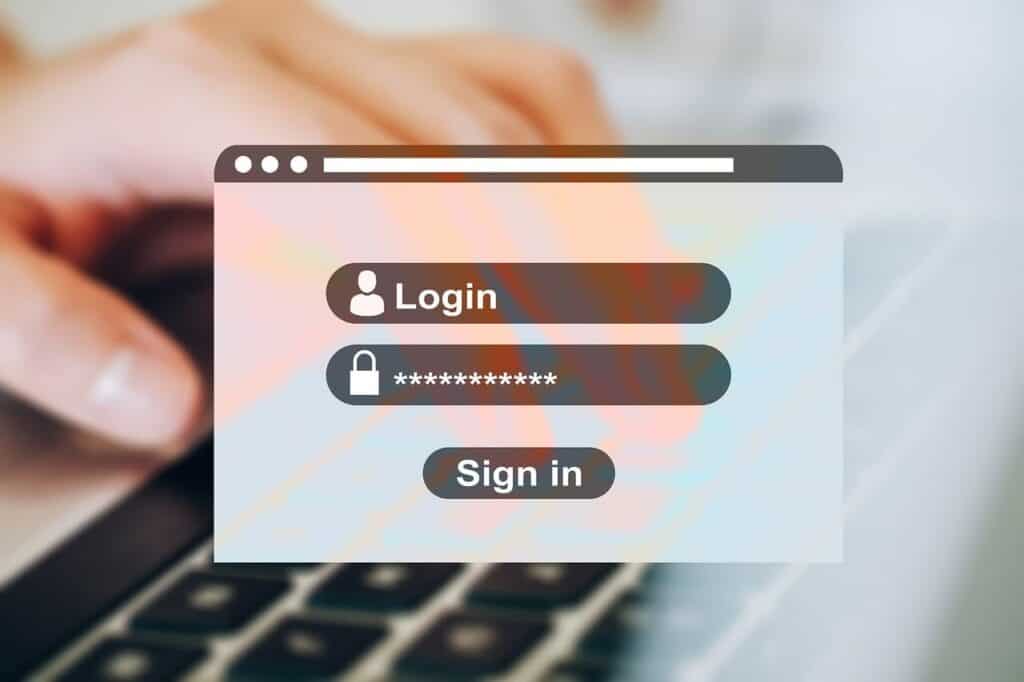 Screen showing username and password being typed
