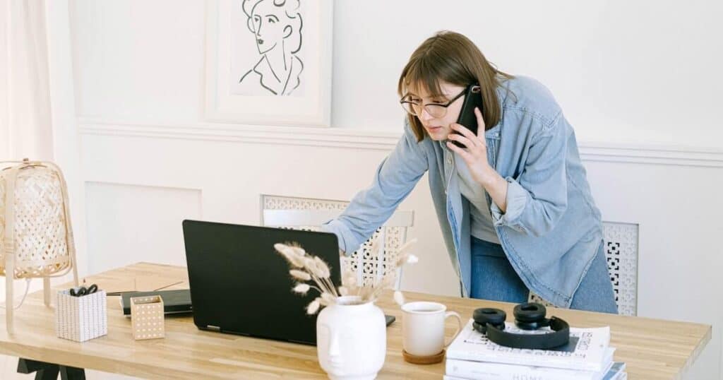 Woman making an insurance claim call