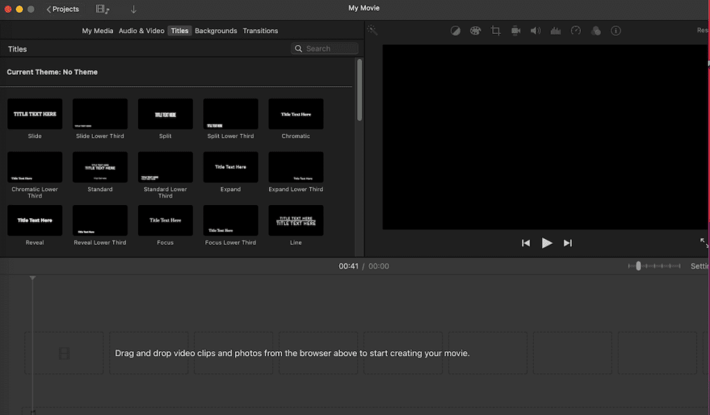 Lower third titles option in iMovie