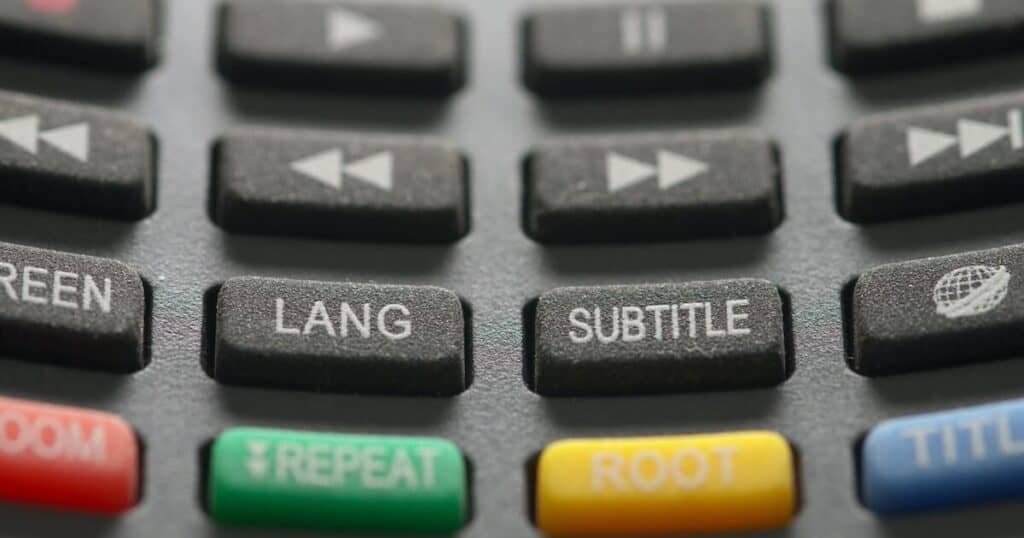 Subtitle button on a remote control