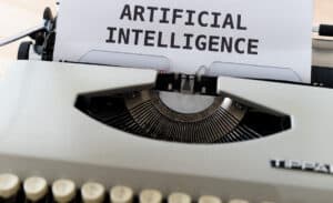 Artificial Intelligence typed on a type writer
